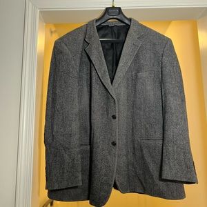 Gray Wool 2 button sport coat w/black suede elbow patches